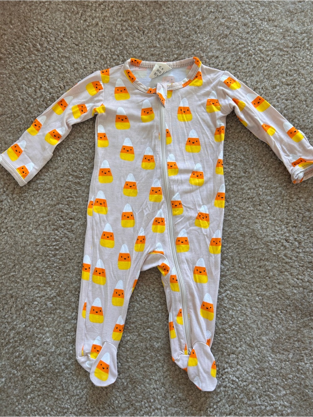 Spearmint Love Bamboo Candy Corn Halloween Footie 0-3M
